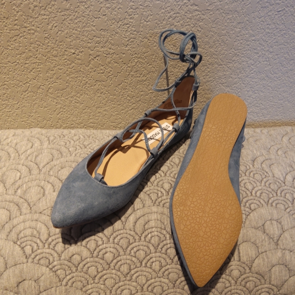 Steve Madden blue laced flats women's size 6.5 New never worn!